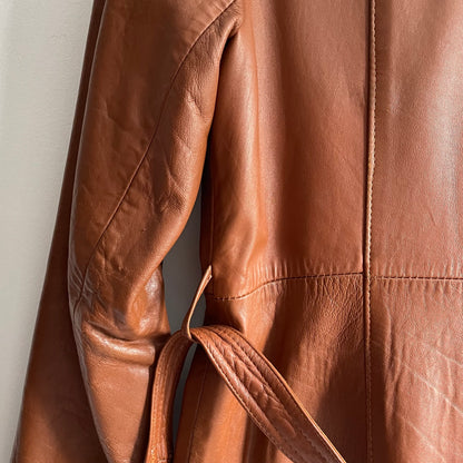 Tan leather coat