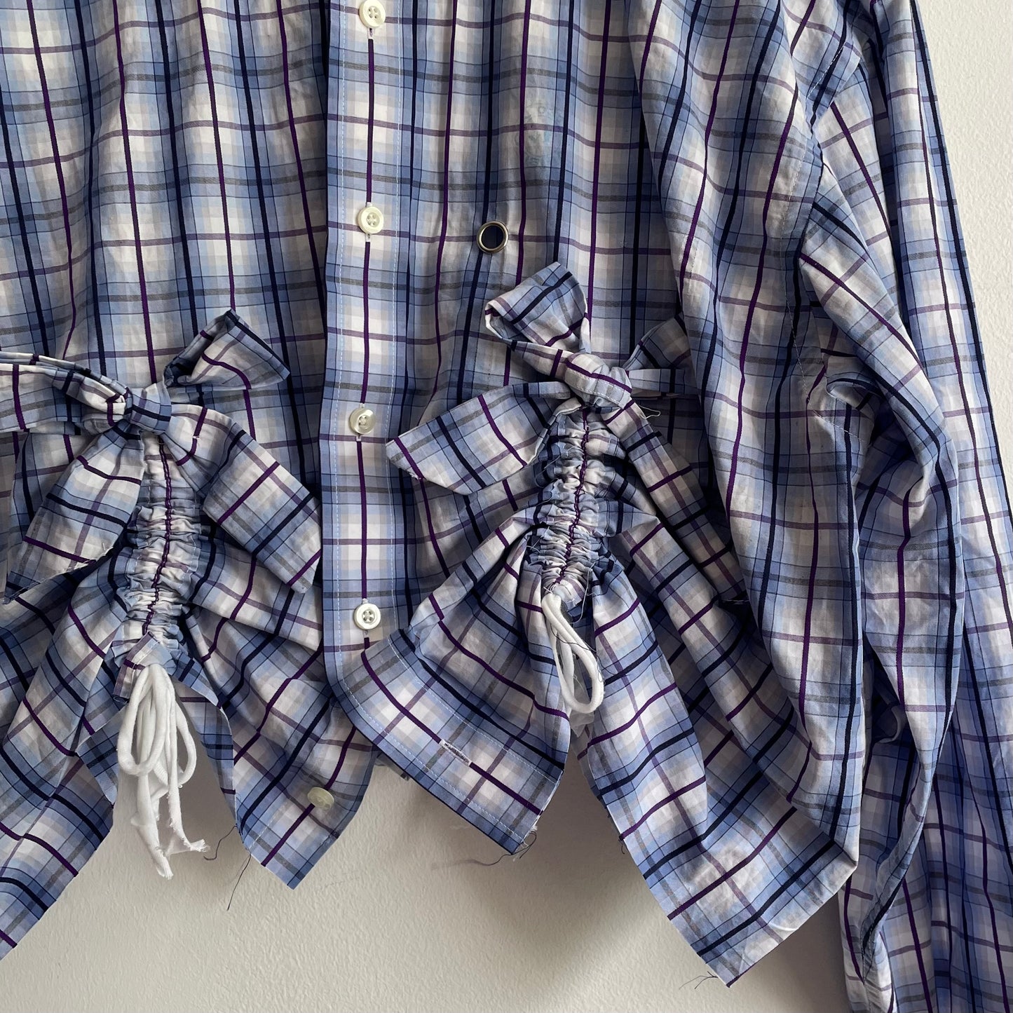 Blue plaid scrunchie shirt