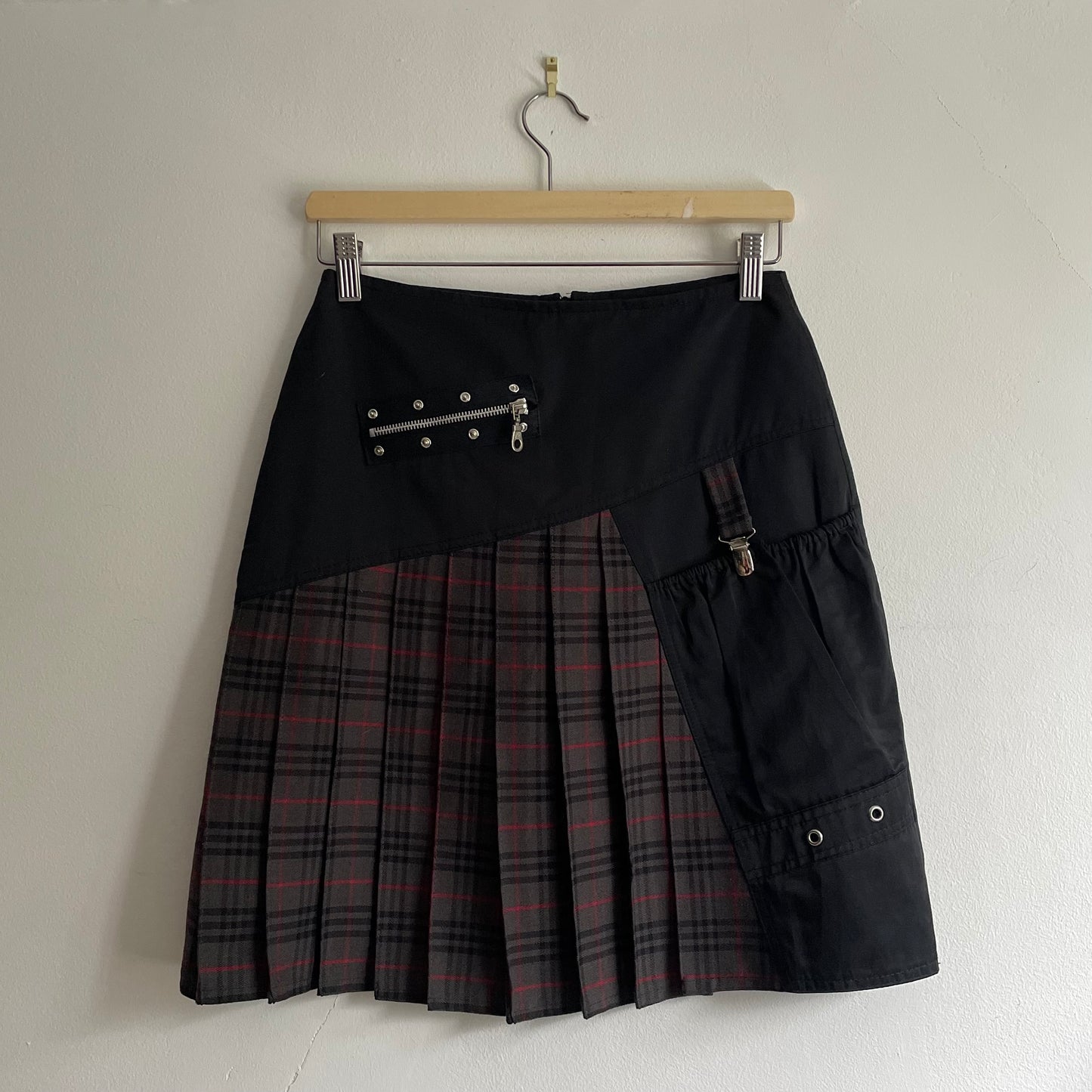 Tartan pleated front skirt