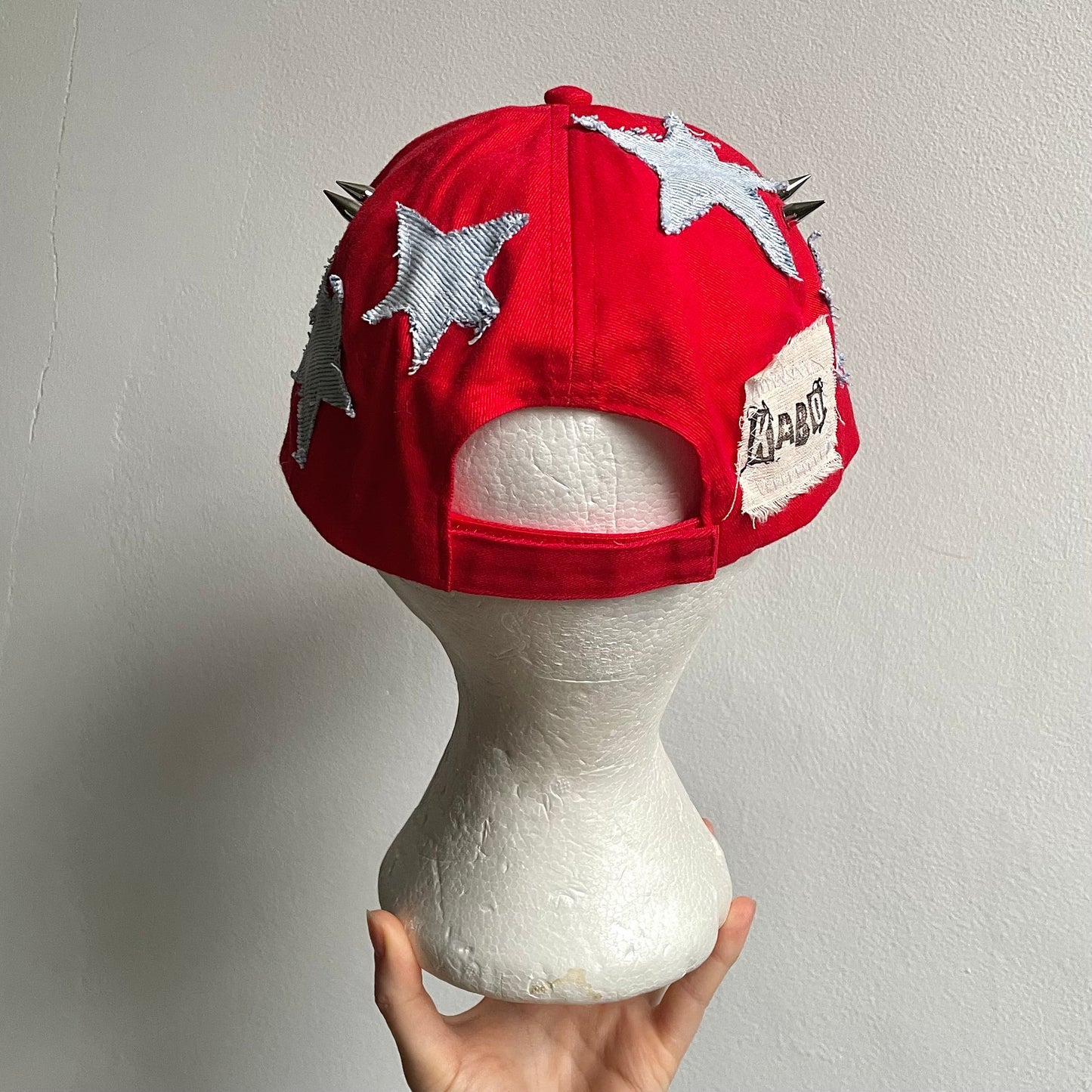 Red denim star cap