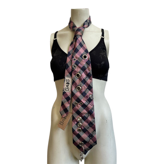 Plaid stitch tie
