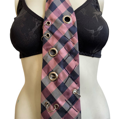 Plaid stitch tie