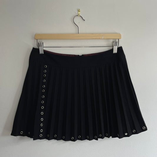 Mini pleated eyelet skirt