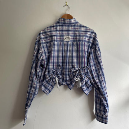 Blue plaid scrunchie shirt