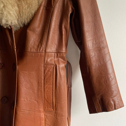 Tan leather coat