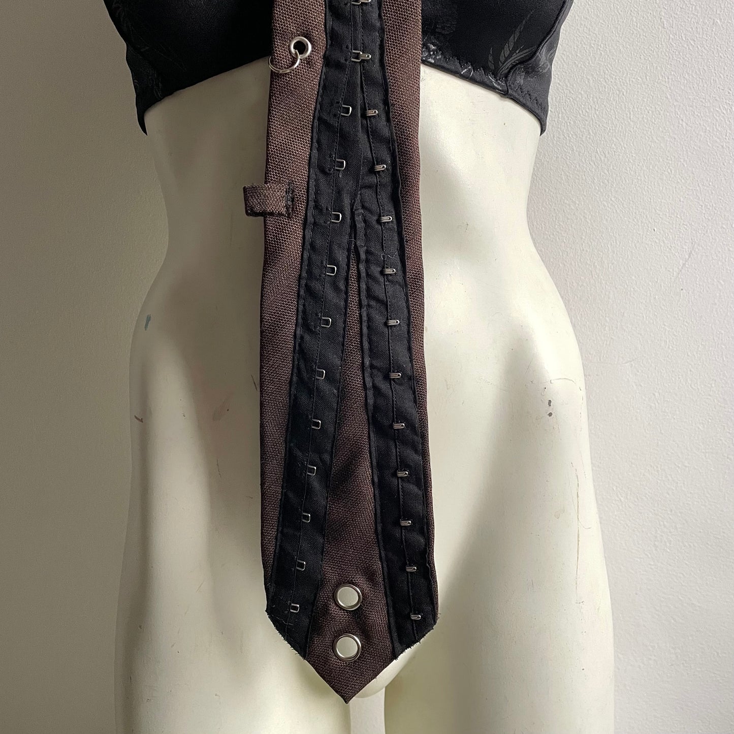 Brown hook + eye tie