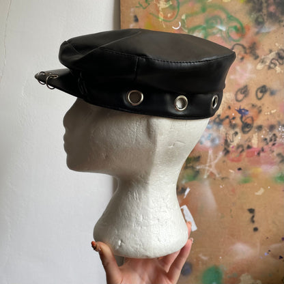 Faux leather upcycled hat