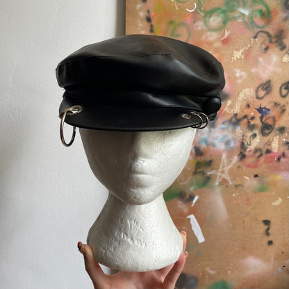 Faux leather upcycled hat